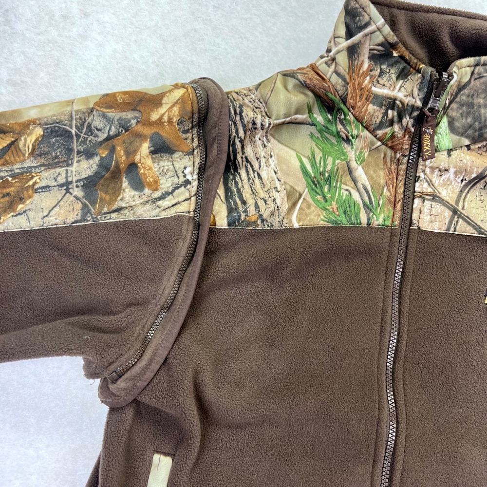 Rocky Camo Fleece Jacket Size M Polyester Brown Convertible Zip Off Sleeve Vest - Picture 5 of 13